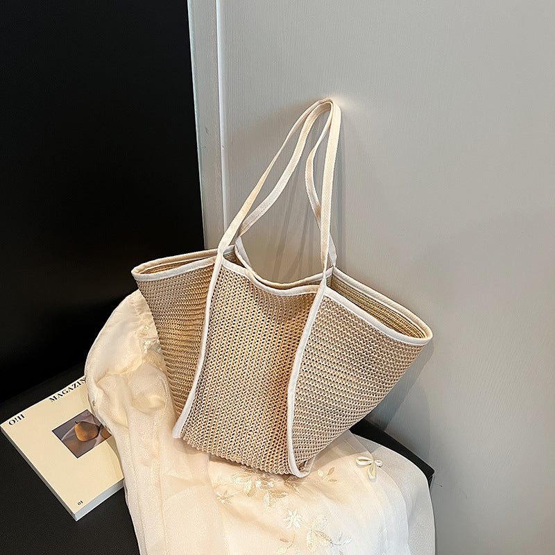 Handbag All-match One-shoulder Straw Woven